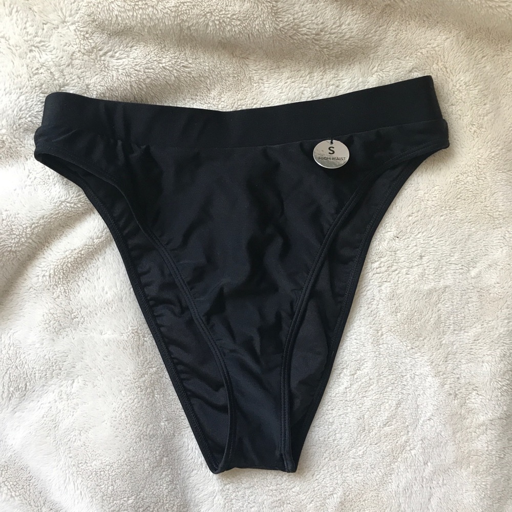 black high waisted bikini bottoms